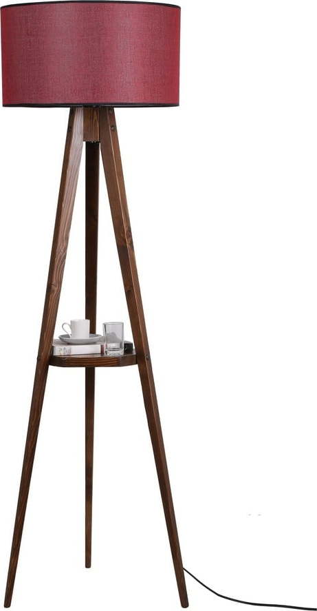 Červeno-hnědá stojací lampa s textilním stínidlem (výška 153 cm) Sehbalı Tripod – Opviq lights Opviq lights