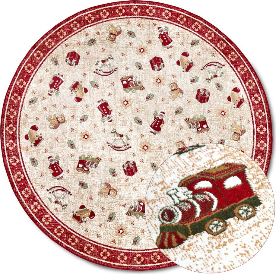 Červený kulatý koberec s vánočním motivem s příměsí bavlny ø 200 cm Toy's Delight Red Christmas – Villeroy&Boch Villeroy & boch