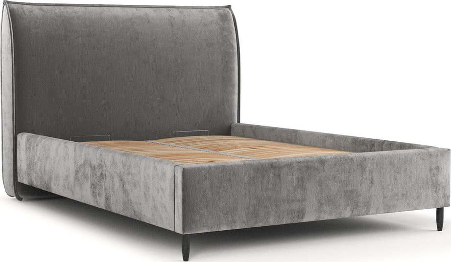 Šedá čalouněná dvoulůžková postel s úložným prostorem s roštem 180x200 cm Shell – Maison de Rêve Maison de Reve