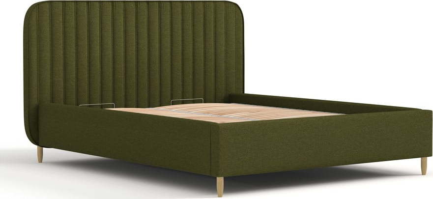 Zelená čalouněná dvoulůžková postel s úložným prostorem s roštem 120x200 cm Noto – Maison de Rêve Maison de Reve