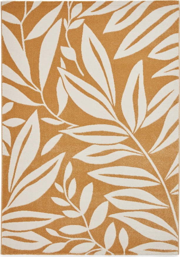 Okrově žlutý koberec 80x150 cm Sorral Leaves – Catherine Lansfield Catherine Lansfield