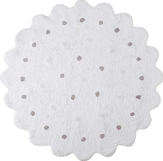 Bílý pratelný ručně tkaný bavlněný dětský koberec ø140 cm Little Biscuit White – Lorena Canals Lorena Canals
