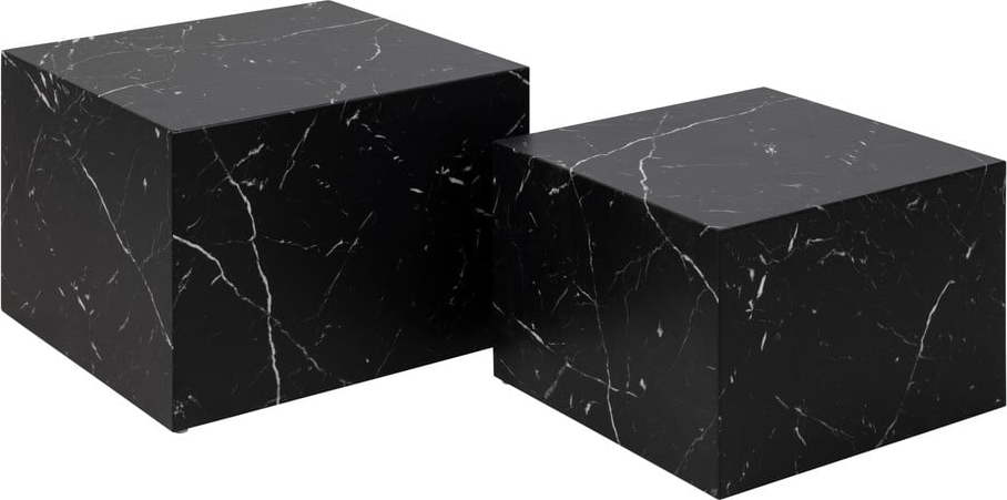 Černé konferenční stolky v dekoru mramoru v sadě 2 ks 58x58 cm Dice – Actona Actona