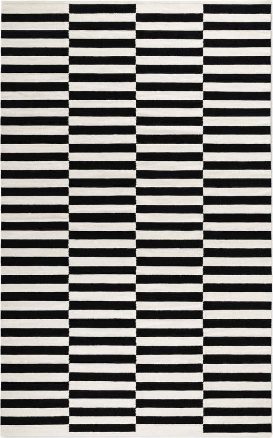 Černo-bílý oboustranný ručně tkaný vlněný koberec 200x300 cm Donna – Hanse Home Hanse Home