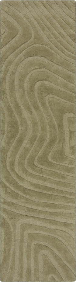 Khaki ručně tkaný vlněný běhoun 60x230 cm Mesmerise Sage – Flair Rugs Flair Rugs