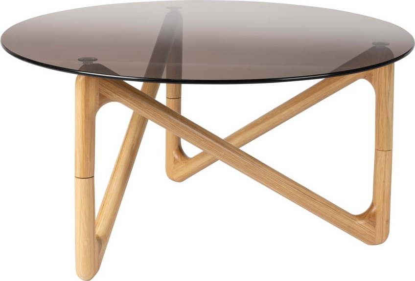 Kulatý konferenční stolek se skleněnou deskou v přírodní barvě ø 80 cm Naia – Dutchbone Dutchbone