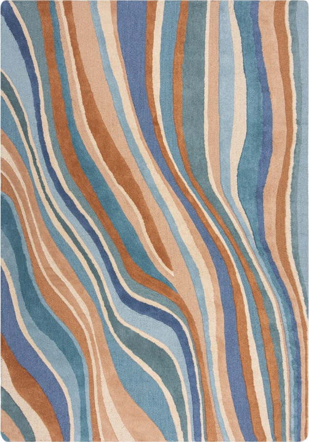 Modrý ručně tkaný vlněný koberec 200x290 cm Abstract Flow – Flair Rugs Flair Rugs