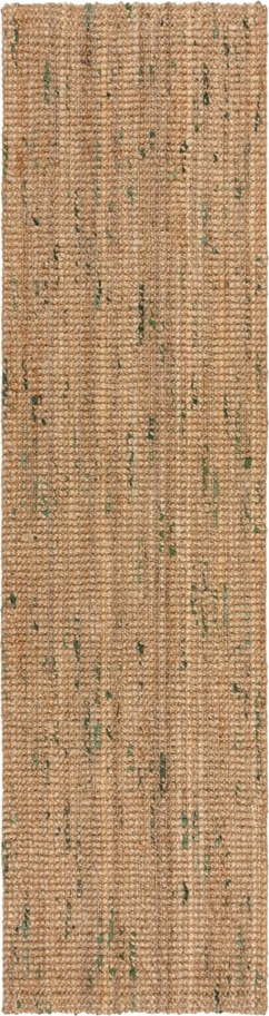 Oboustranný ručně tkaný jutový běhoun v zeleno-přírodní barvě 60x300 cm Jute Boucle Green – Flair Rugs Flair Rugs