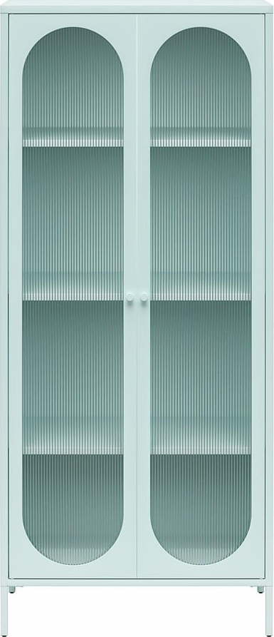 Světle modrá kovová vitrína 80x186x40 cm Luna – Støraa Støraa