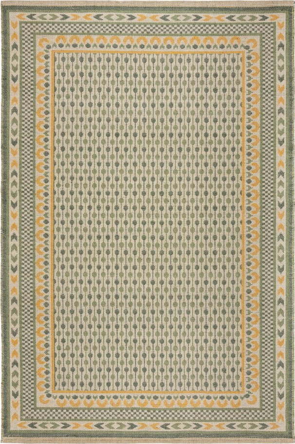 Zelený koberec s příměsí juty 160x230 cm Mara Jute Border – Flair Rugs Flair Rugs