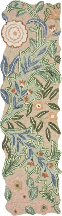 Zelený ručně tkaný vlněný běhoun 60x230 cm Bryony Shaped Floral – Flair Rugs Flair Rugs