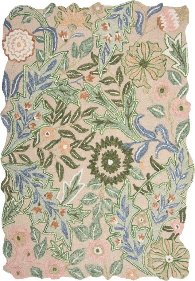 Zelený ručně tkaný vlněný koberec 160x230 cm Bryony Shaped Floral – Flair Rugs Flair Rugs