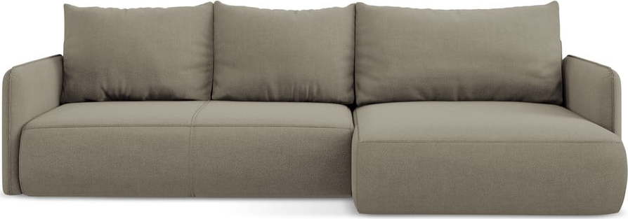 Béžová rozkládací/s úložným prostorem rohová pohovka (pravý roh) Nanea – Makamii Makamii