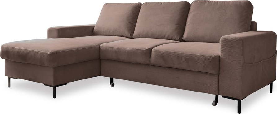 Hnědá manšestrová rozkládací rohová pohovka (levý roh) Lofty Lilly – Miuform Miuform