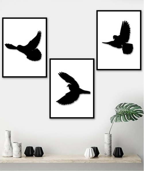 Obrazy v sadě 3 ks 15x20 cm Birds – Kate Louise Kate Louise