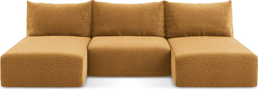 Oranžová rozkládací/s úložným prostorem rohová pohovka Kalena – Makamii Makamii