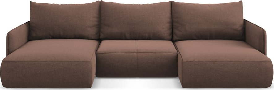 Růžová rozkládací/s úložným prostorem rohová pohovka Nanea – Makamii Makamii