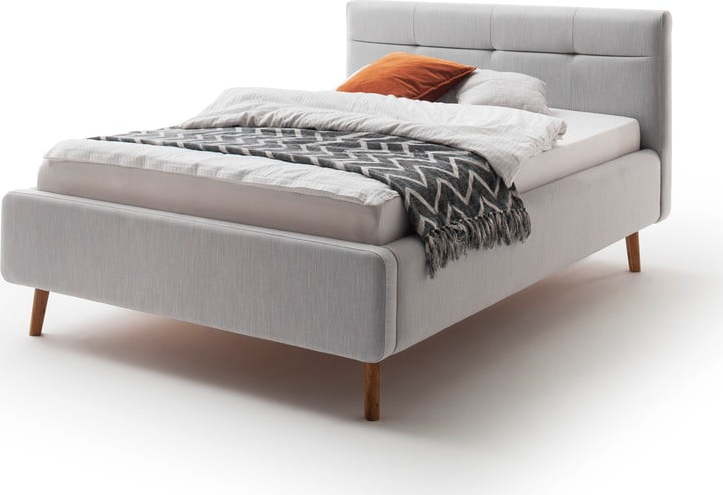 Světle šedá čalouněná dvoulůžková postel bez roštu 140x200 cm Lotte – Meise Möbel Meise Möbel