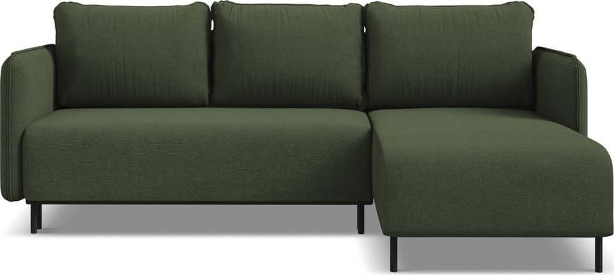 Zelená rozkládací/s úložným prostorem rohová pohovka (pravý roh) Luana – Makamii Makamii