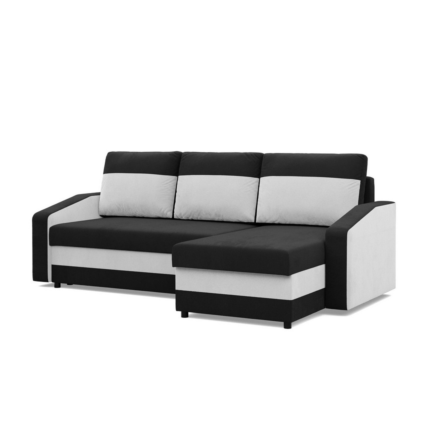 Rohová rozkládací sedací souprava HEWLET model 3 Černá/bílá Pravá SG-nábytek