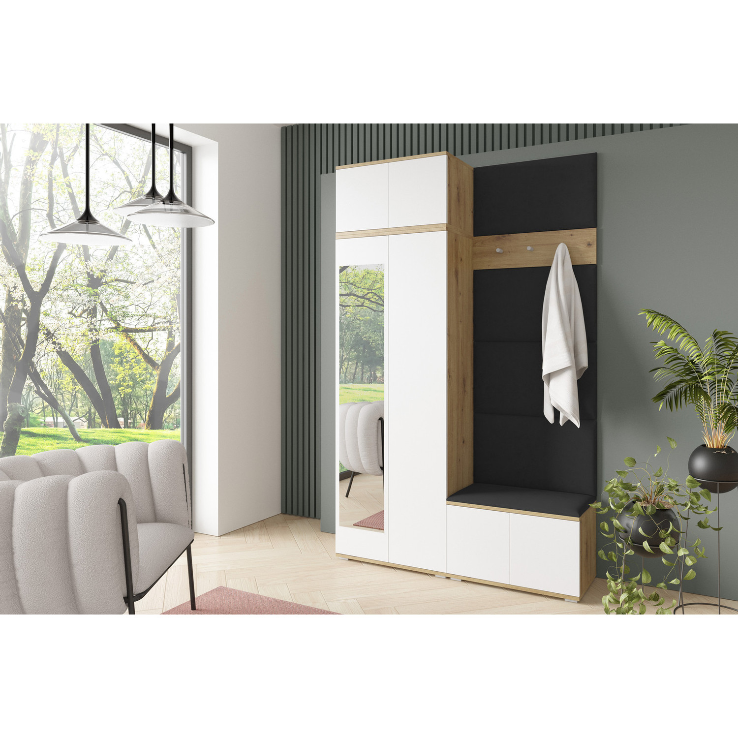 Předsíňová stěna SEVILLA II Černá SG nabytek