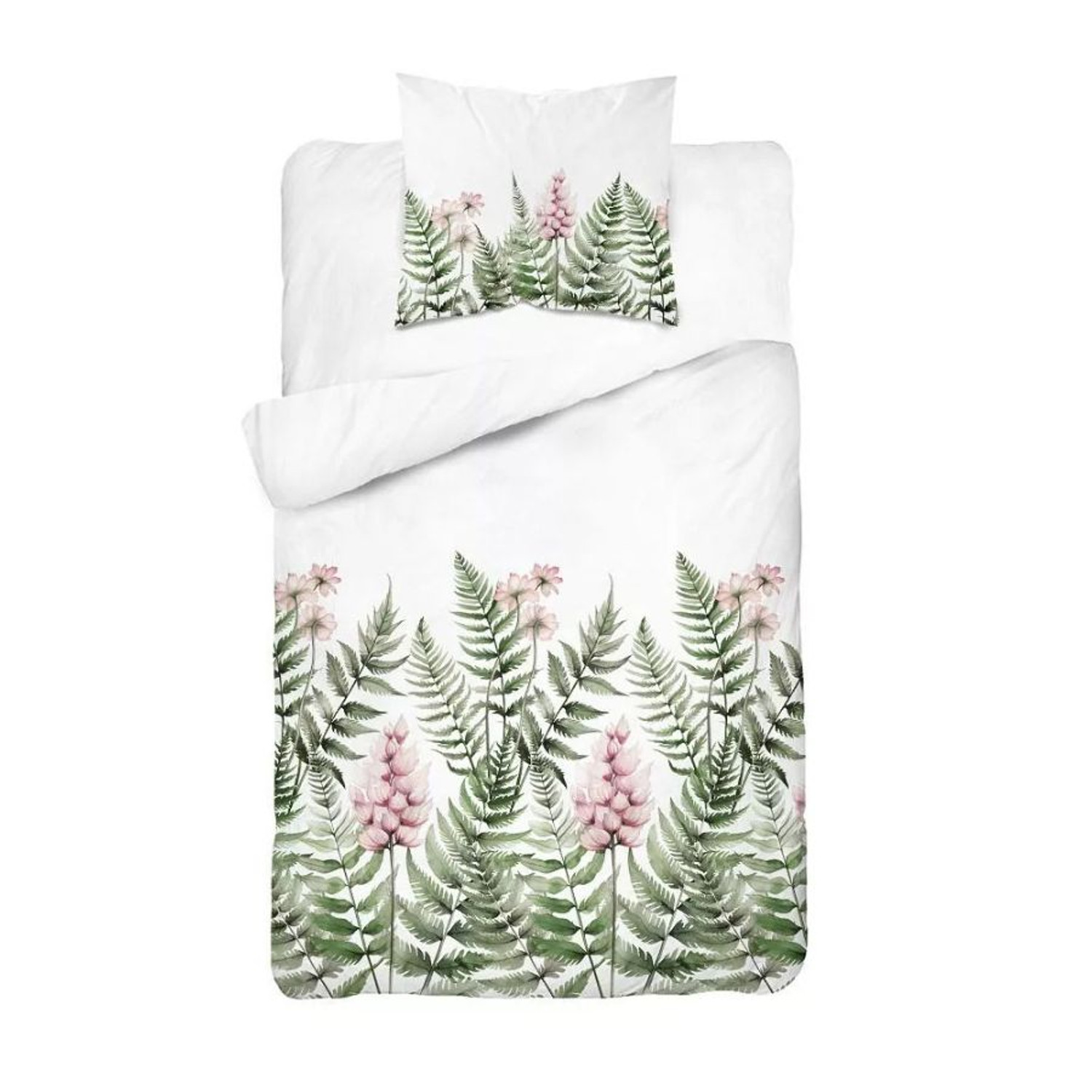 Bavlněné povlečení 5248 květy a kapradí 140x200 cm KARO