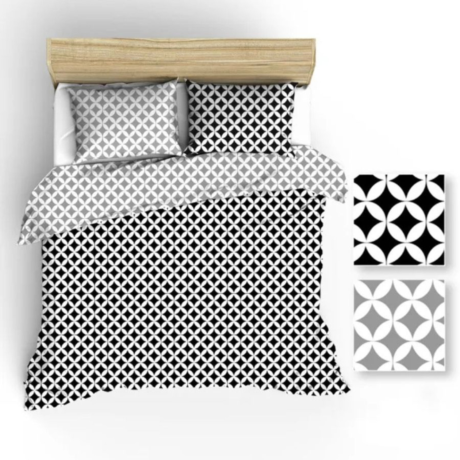 Bavlněné povlečení R042 MAROKO černá-šedá 140x200 cm KARO