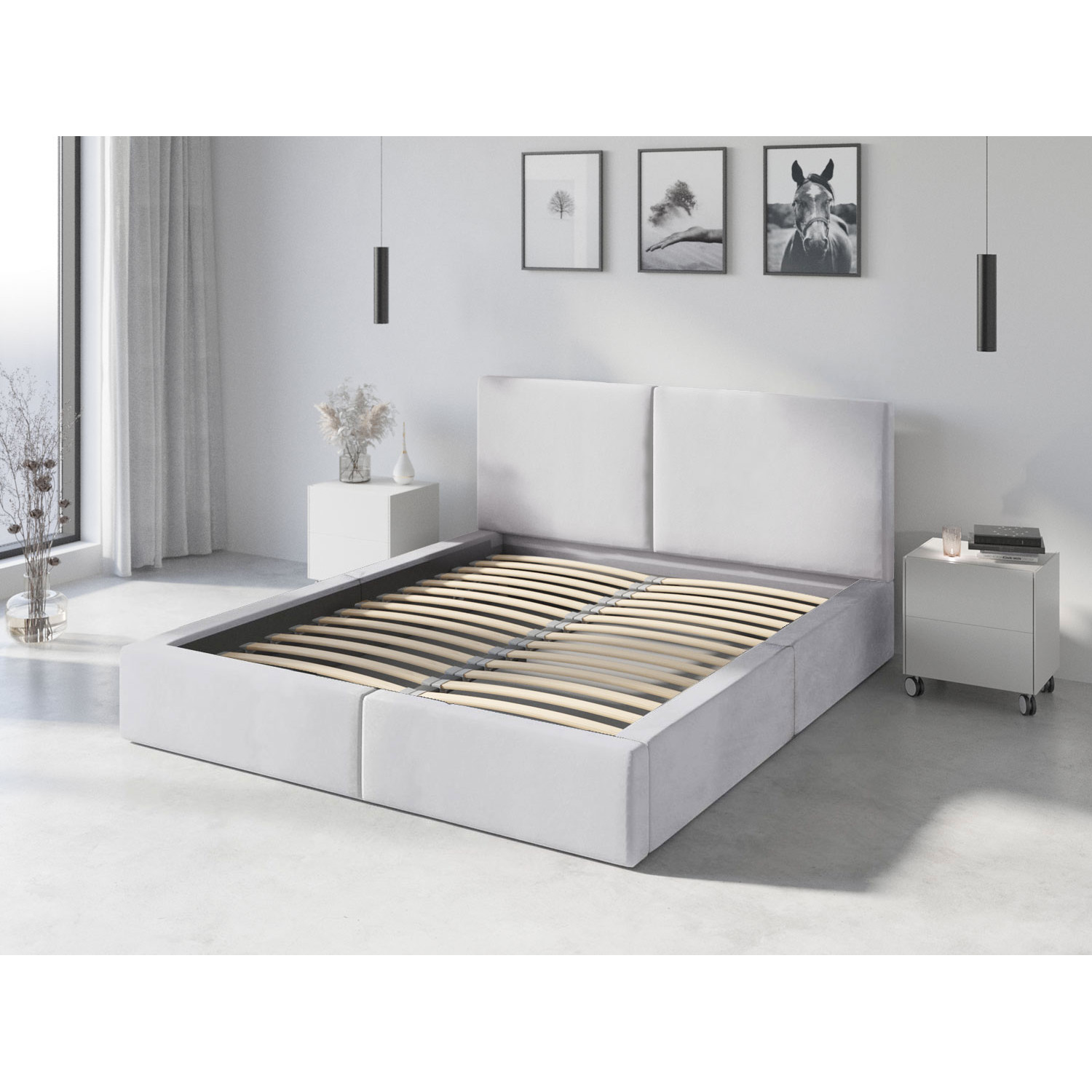 Čalouněná postel HILTON s pevným roštem 120x200 cm Bílá BMS