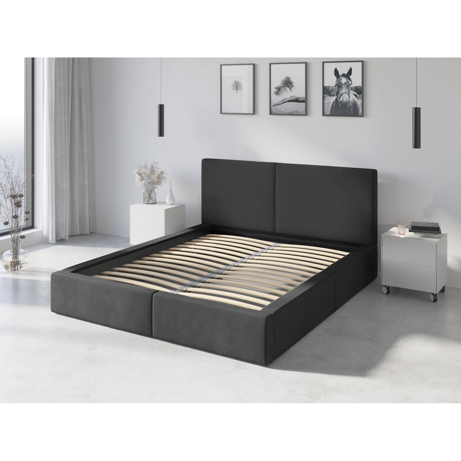 Čalouněná postel HILTON s pevným roštem 120x200 cm Šedá I BMS