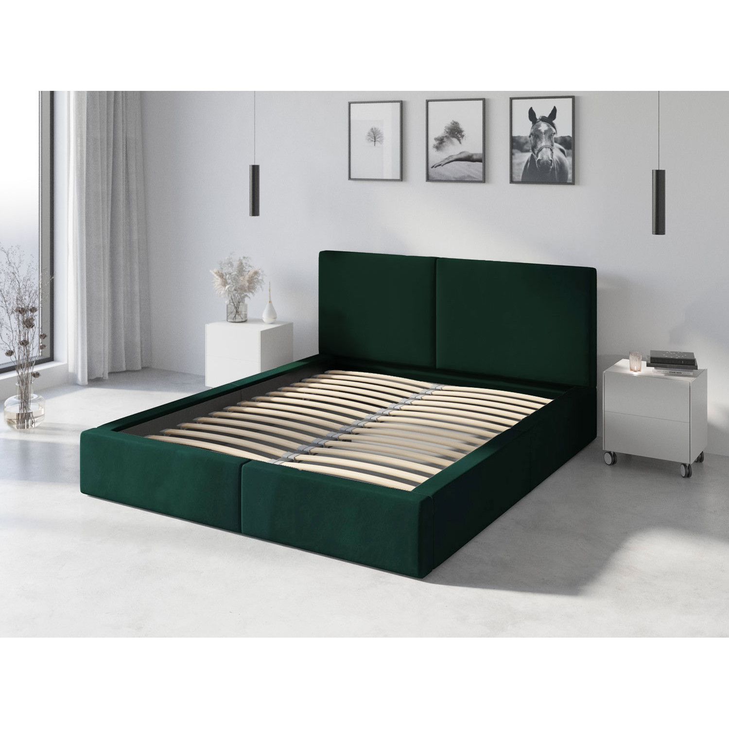 Čalouněná postel HILTON s pevným roštem 120x200 cm Zelená BMS