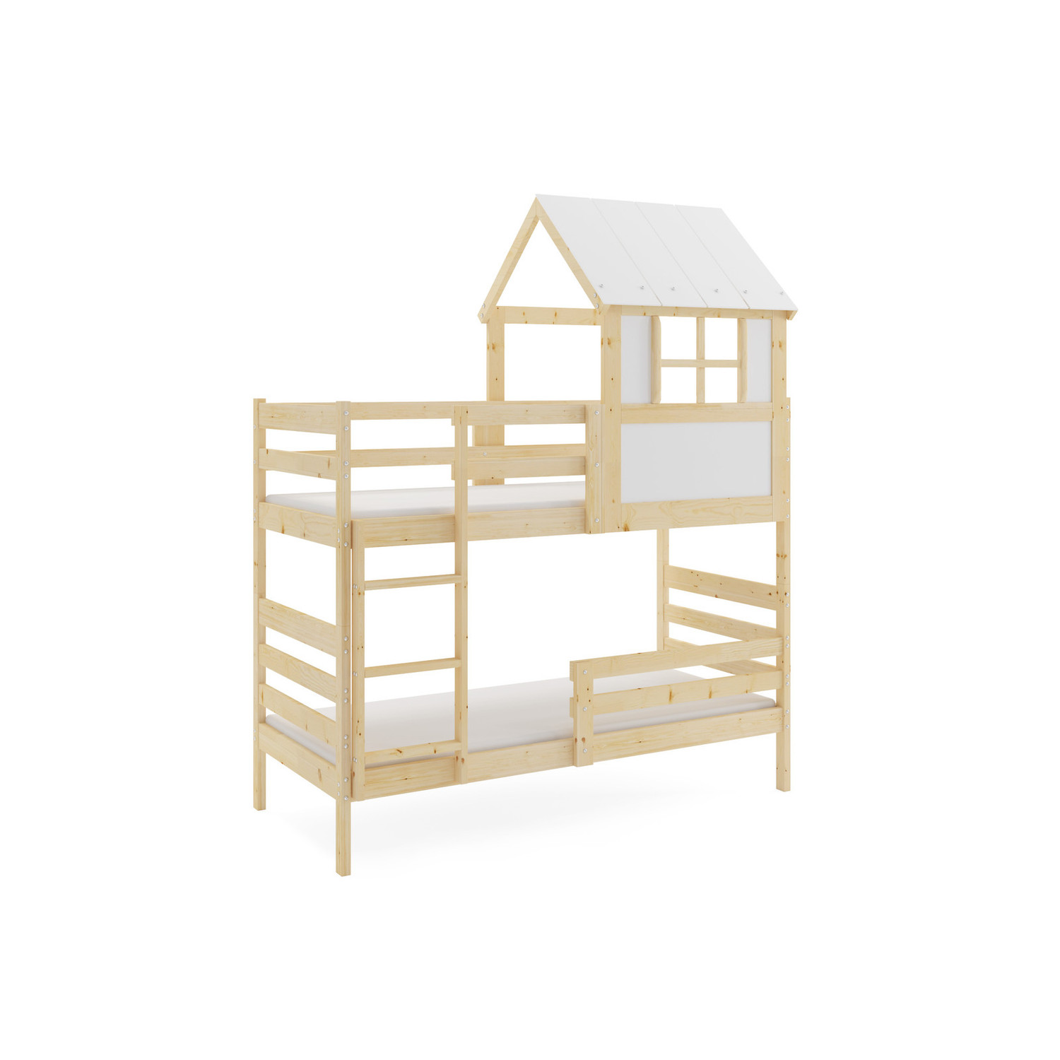 Dětská patrová postel ERYK s nástavbou domek 90x190 cm BMS