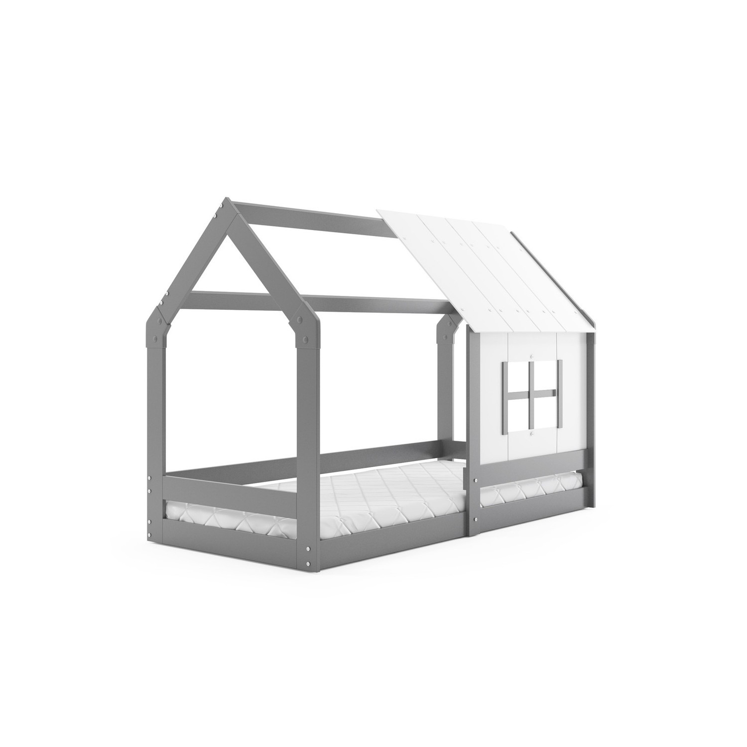 Dětská postel DOMEK s oknem 80x160 cm Šedá BMS