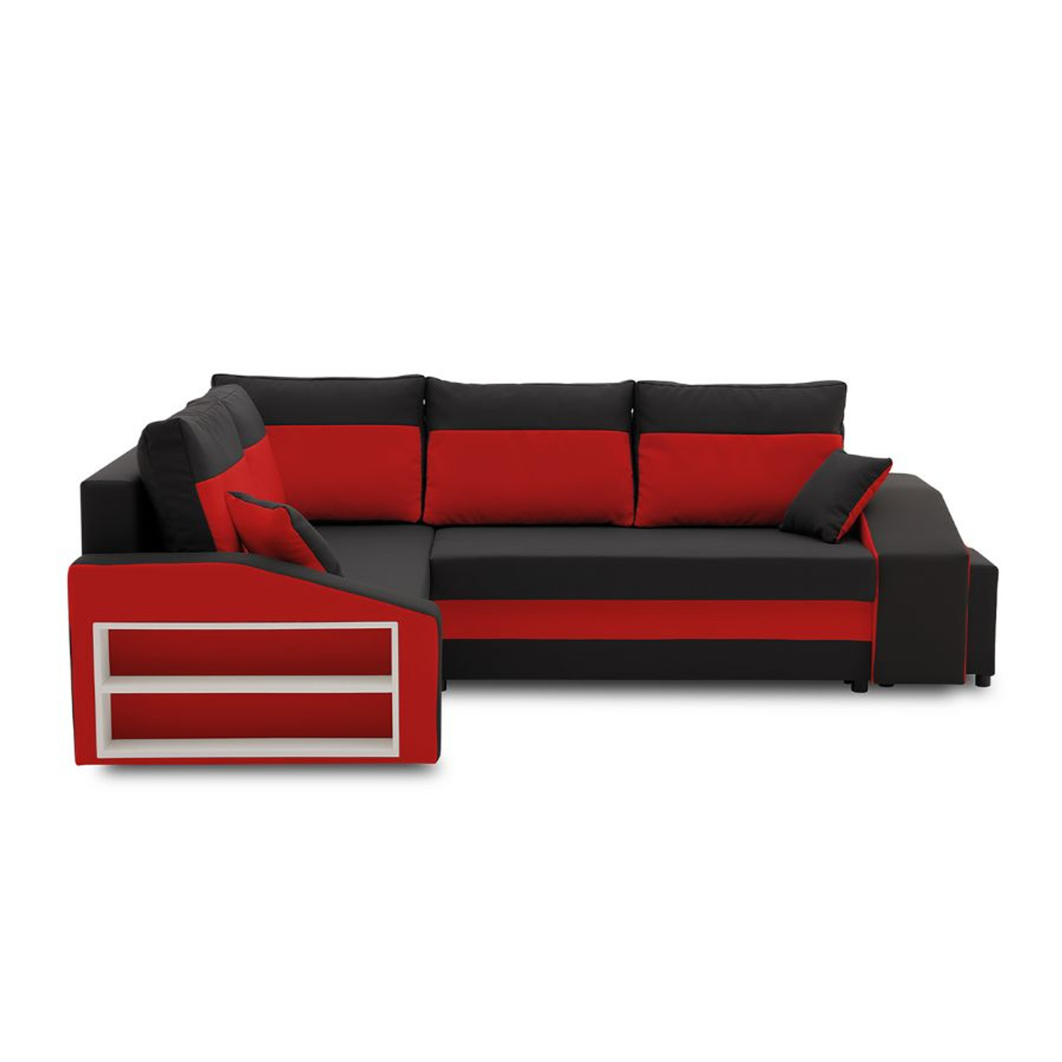 Rozkládací rohová sedací souprava GRANDE s taburety a poličkou model 2 Levá v-ne-mik15-22 SG-nábytek