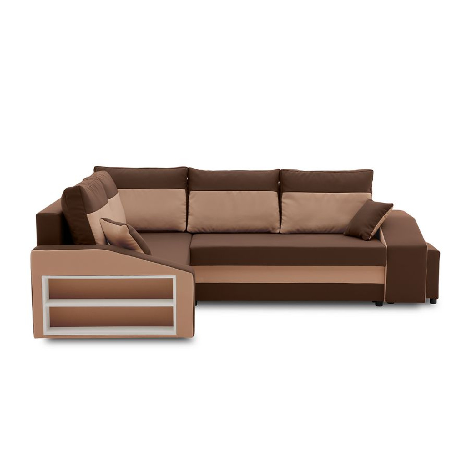 Rozkládací rohová sedací souprava GRANDE s taburety a poličkou model 2 Levá v-ne-mik20-48 SG-nábytek