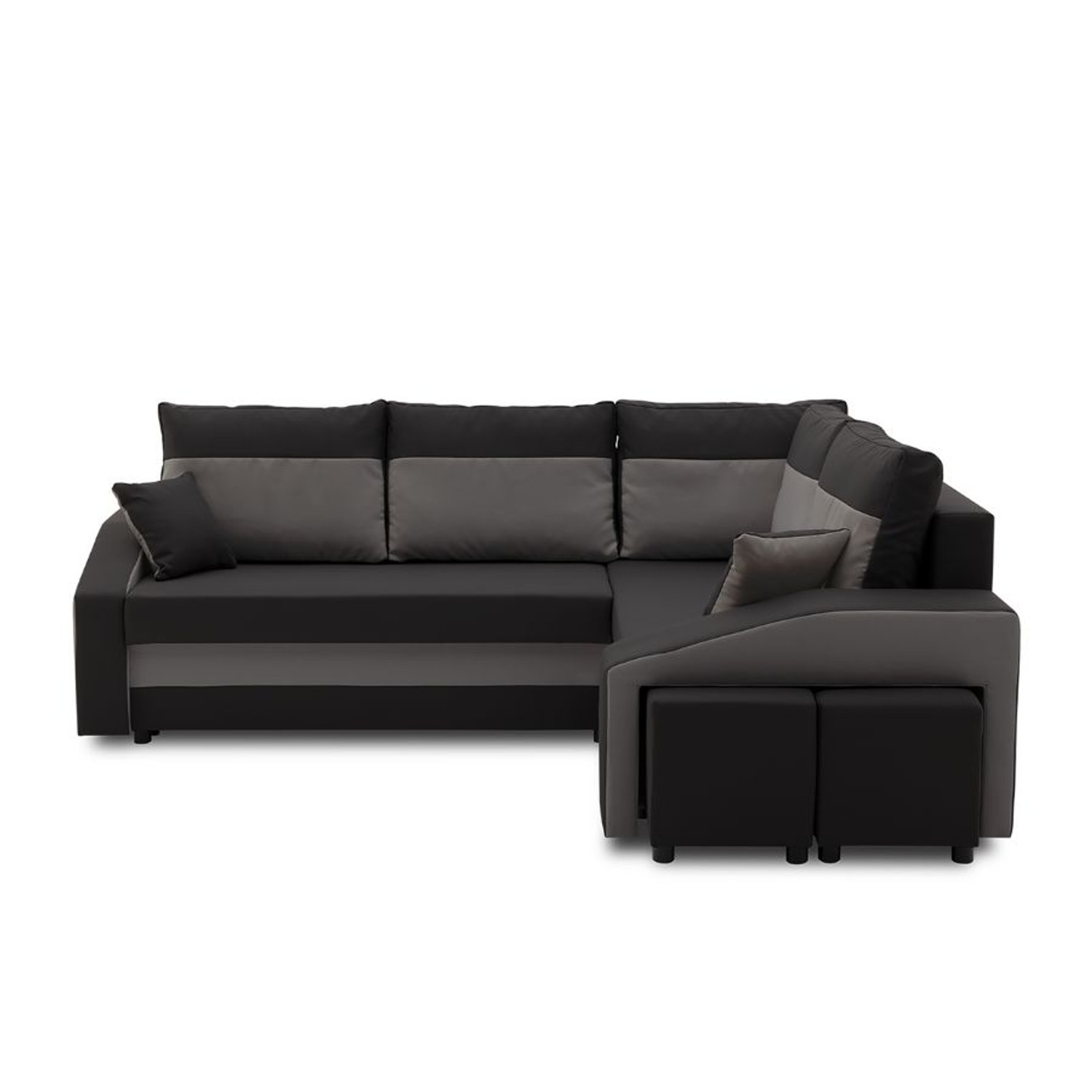 Rozkládací rohová sedací souprava GRANDE s taburety a poličkou model 2 Pravá v-ne-mik15-27 SG-nábytek