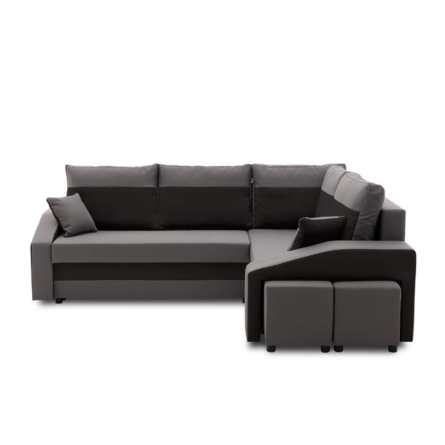 Rozkládací rohová sedací souprava GRANDE s taburety a poličkou model 2 Pravá v-ne-mik27-15 SG-nábytek