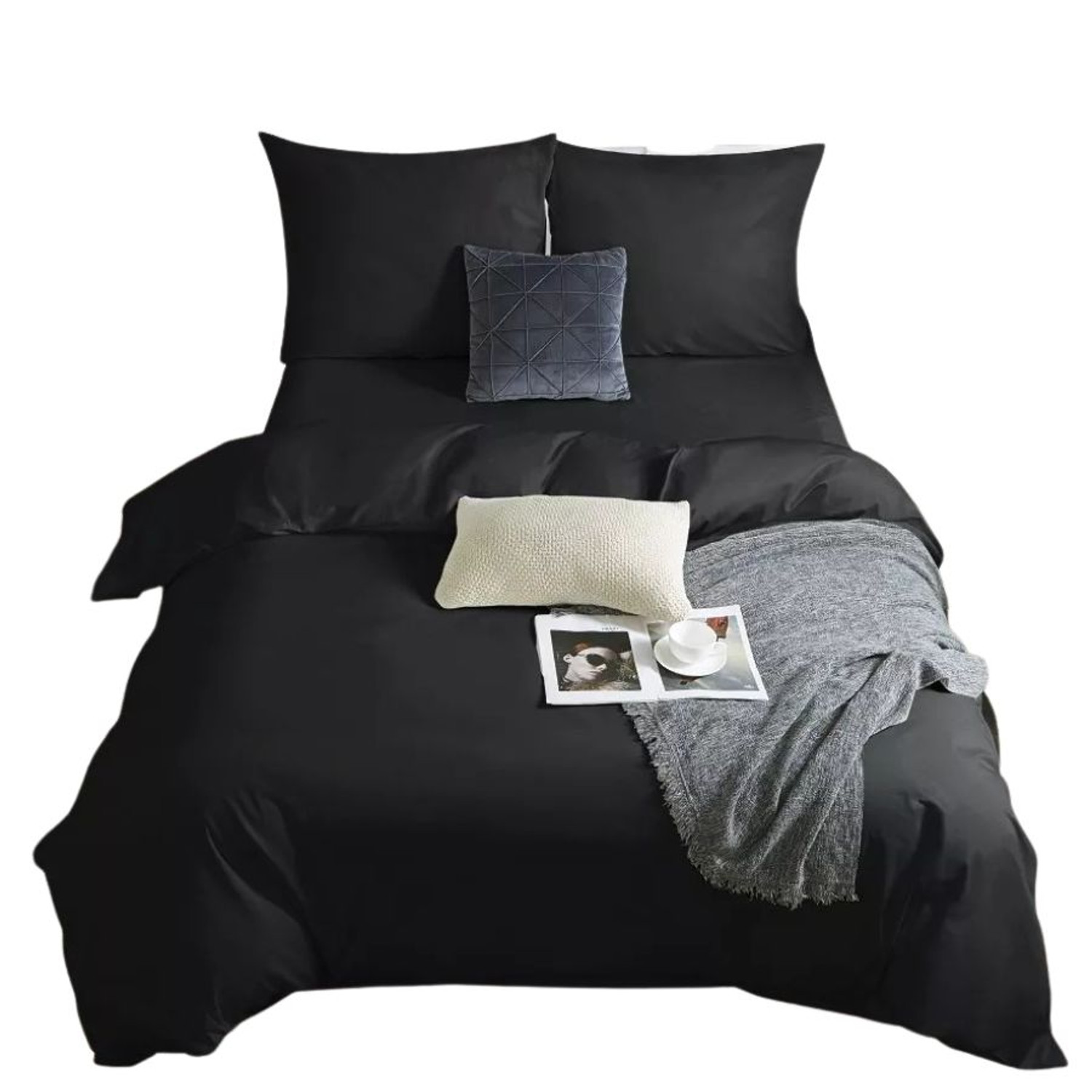 Saténové povlečení I24 140x200 cm Černá KARO