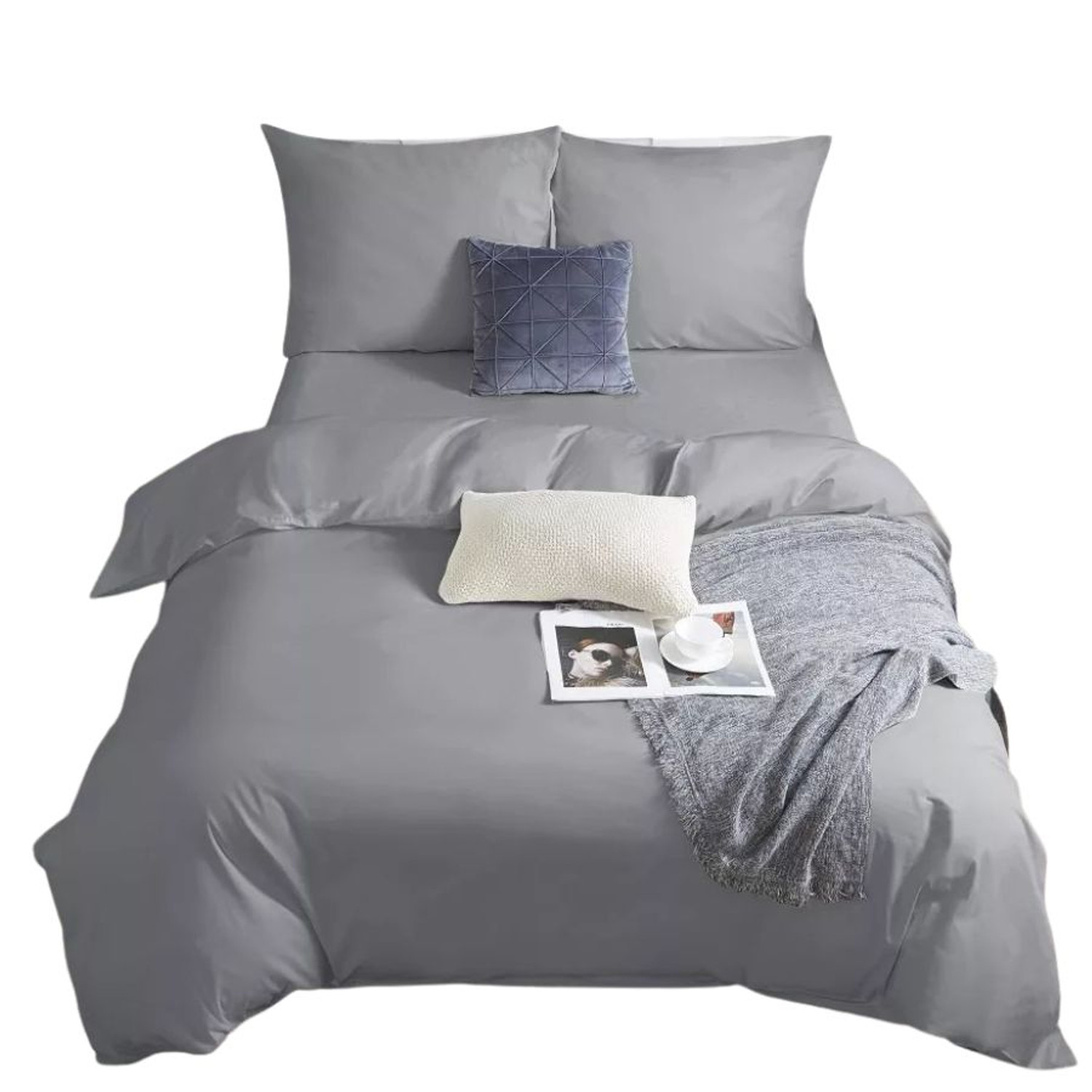 Saténové povlečení I24 140x200 cm Šedá KARO