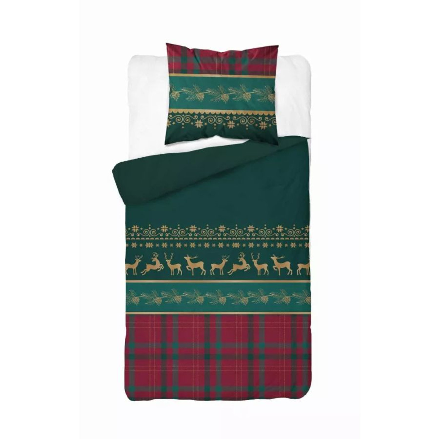 Vánoční flanelové povlečení 5620 A KOUZLO VÁNOC soby 140x200 cm KARO