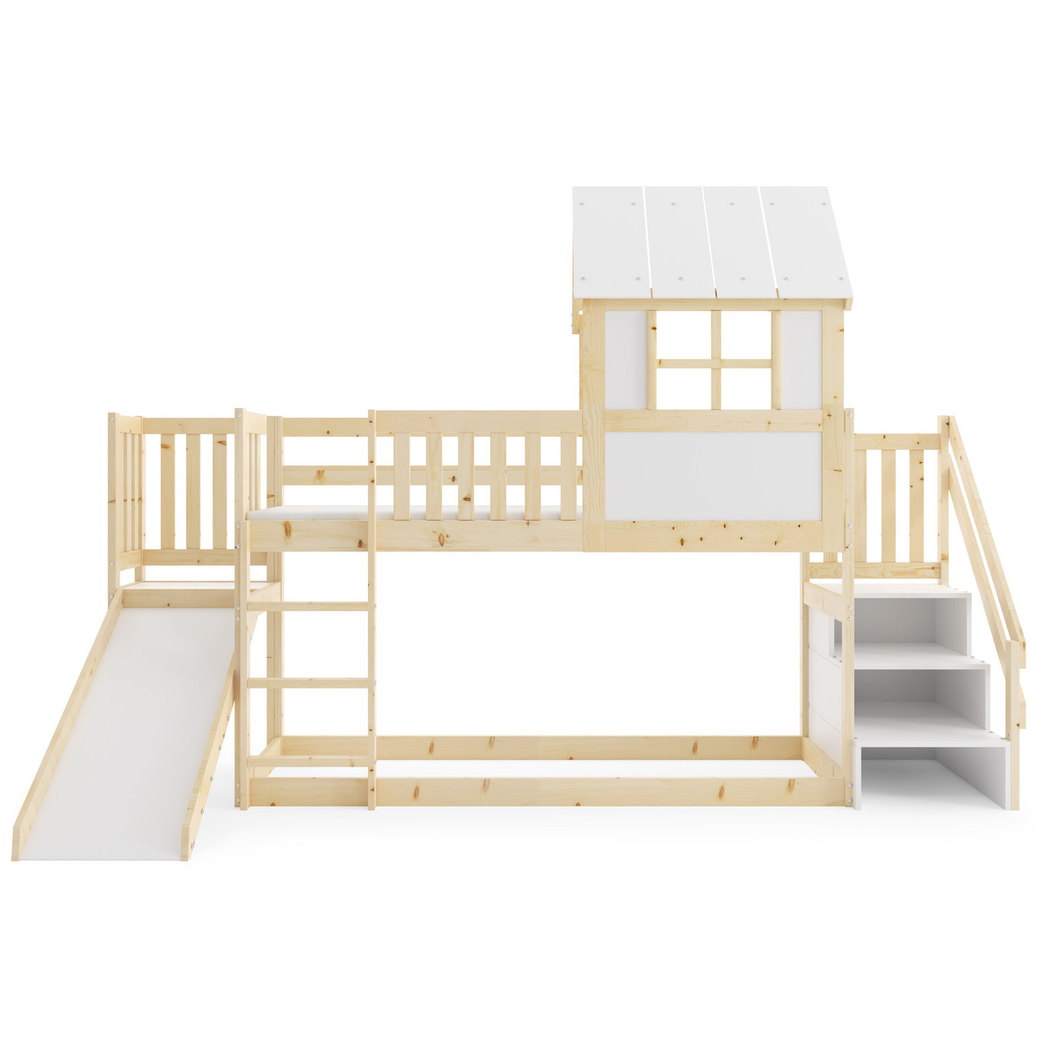 Dětská patrová postel ANTRESOLA se skluzavkou a schůdky 90x200 cm BMS