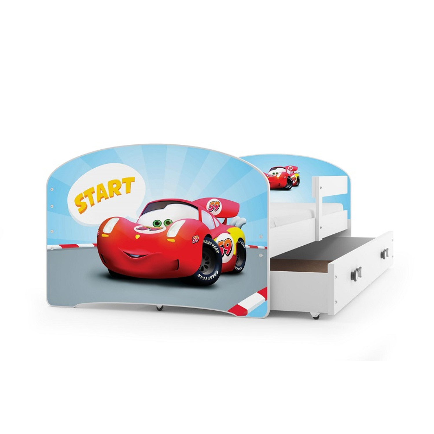 Dětská postel LUKI 160x80 cm Bílá Cars BMS