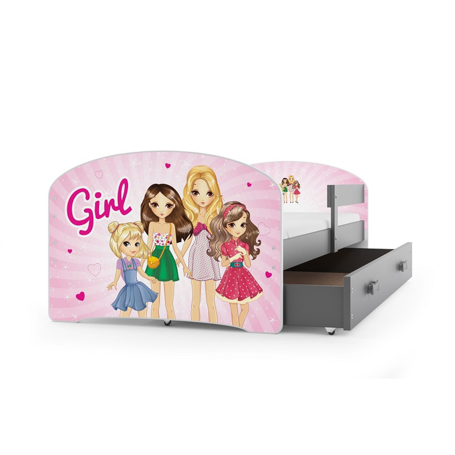 Dětská postel LUKI 160x80 cm Šedá Girl BMS