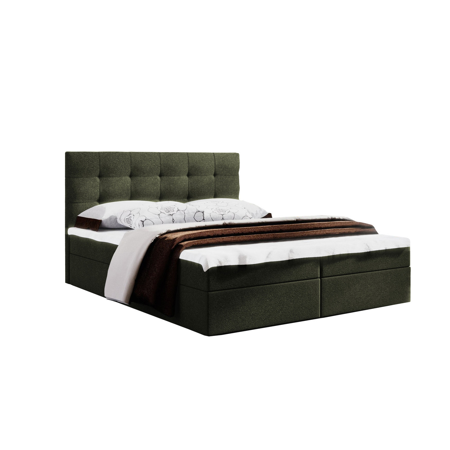 Postel 52 MISSISSIPPI 200x200 cm s úložným prostorem Tmavě zelená Signal-nabytek