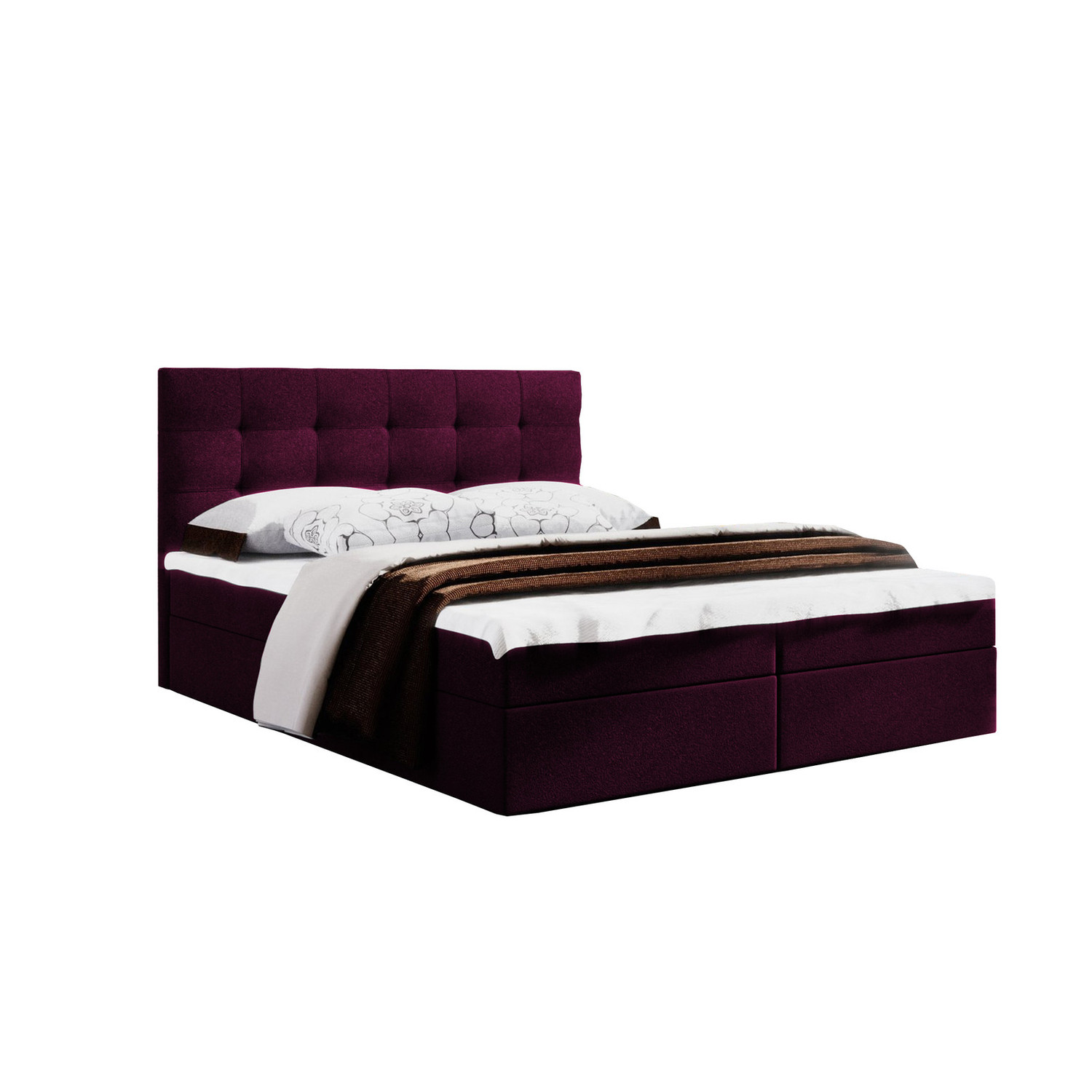 Postel 52 MISSISSIPPI 200x200 cm s úložným prostorem Vínová Signal-nabytek