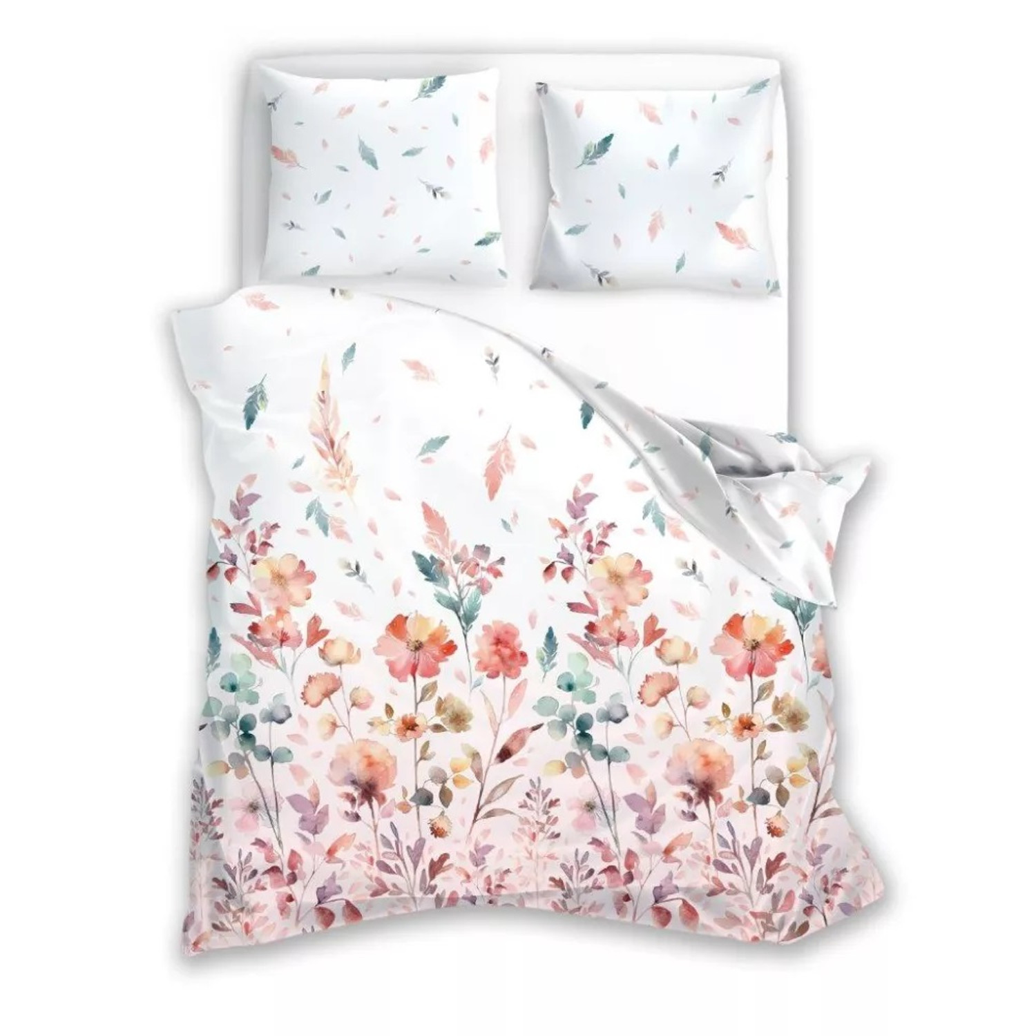 Saténové povlečení MILAGRO Verde 001 květiny KARO