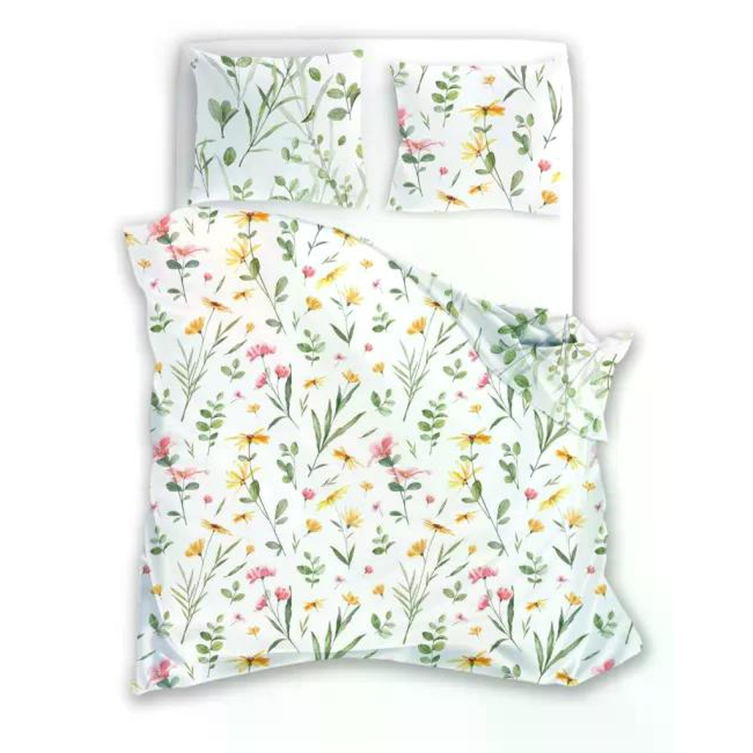 Saténové povlečení MILAGRO Verde 002 květiny KARO