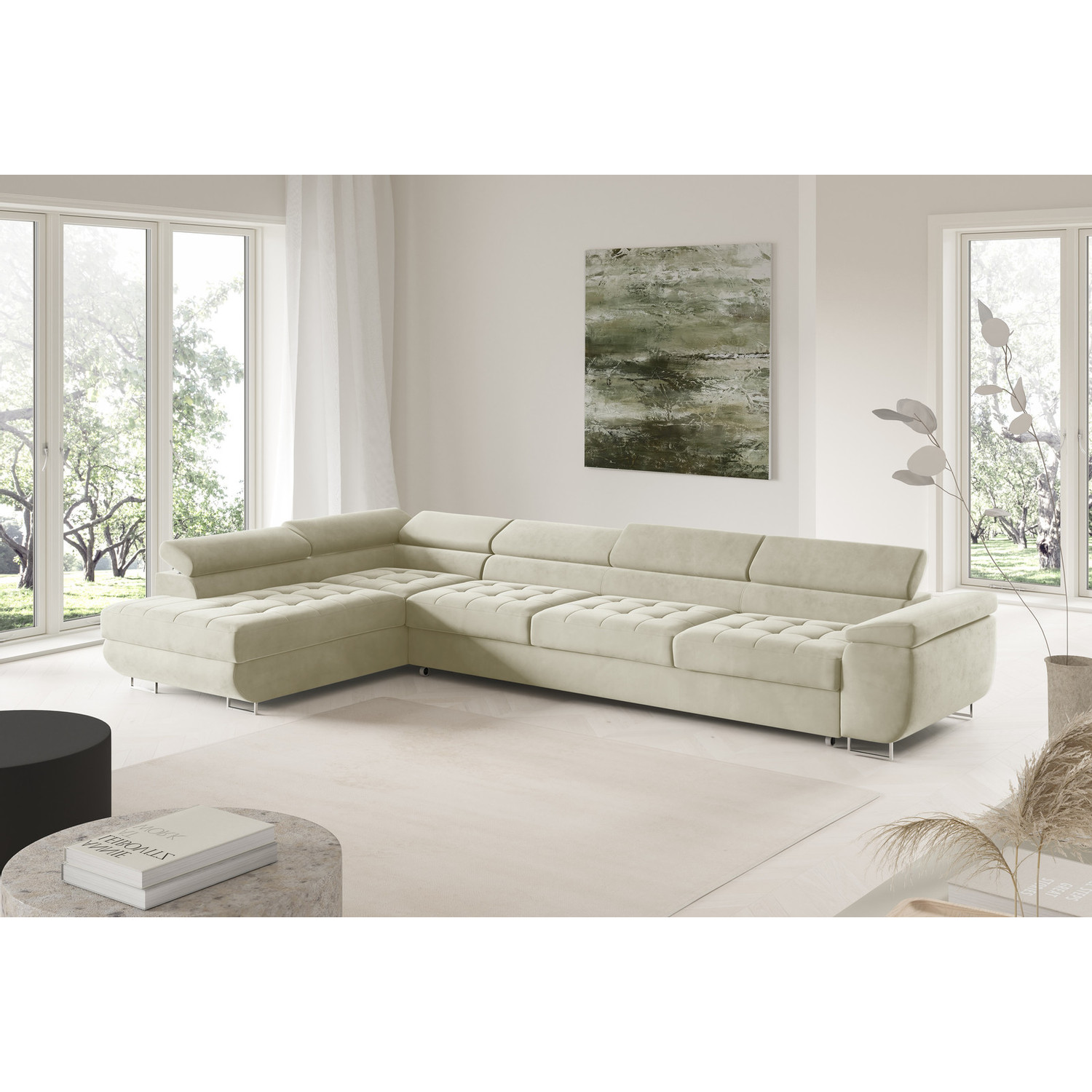 Rohová rozkládací sedací souprava BENJAMIN 155 XL Levá Béžová I SG nabytek