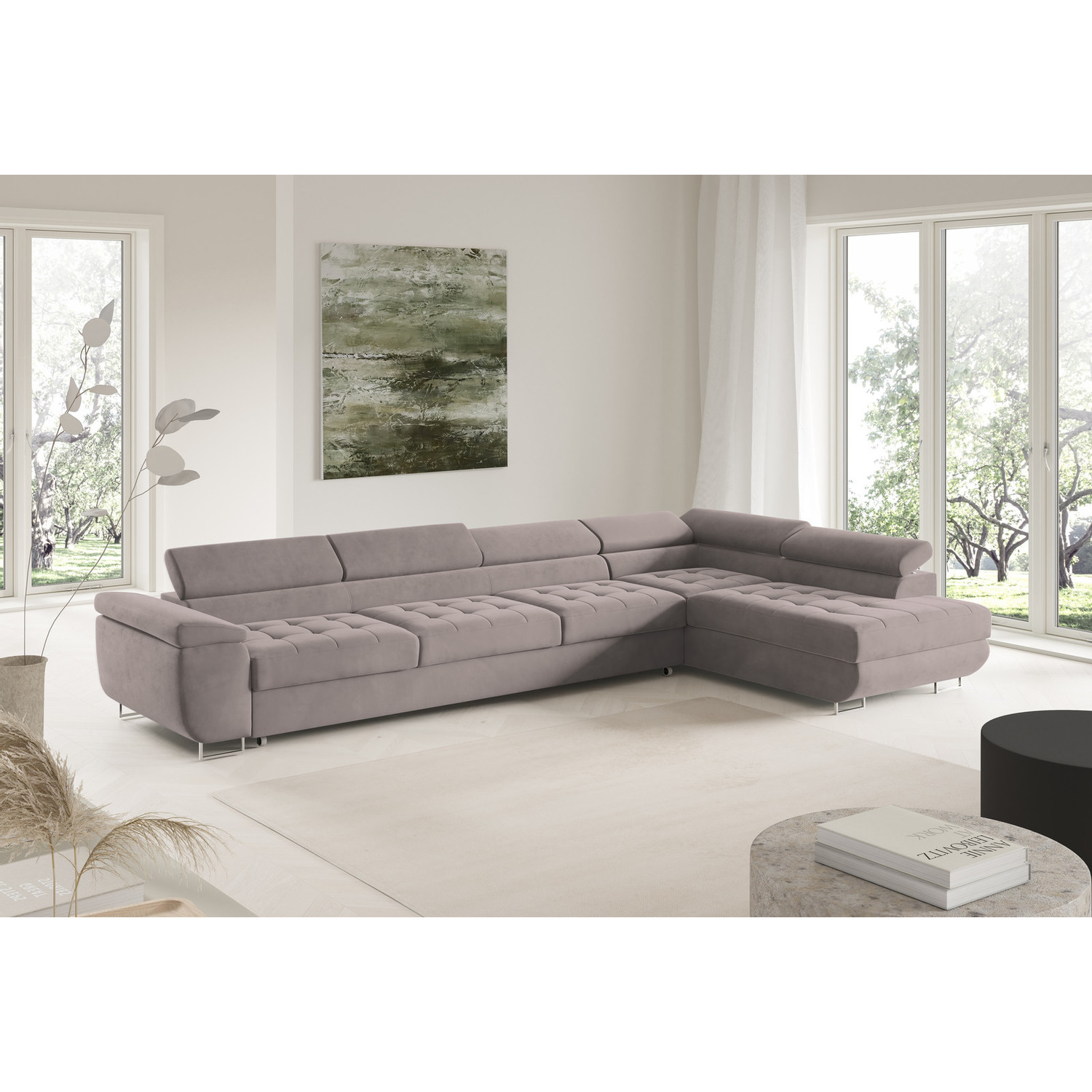 Rohová rozkládací sedací souprava BENJAMIN 155 XL Pravá Šedá VI SG nabytek