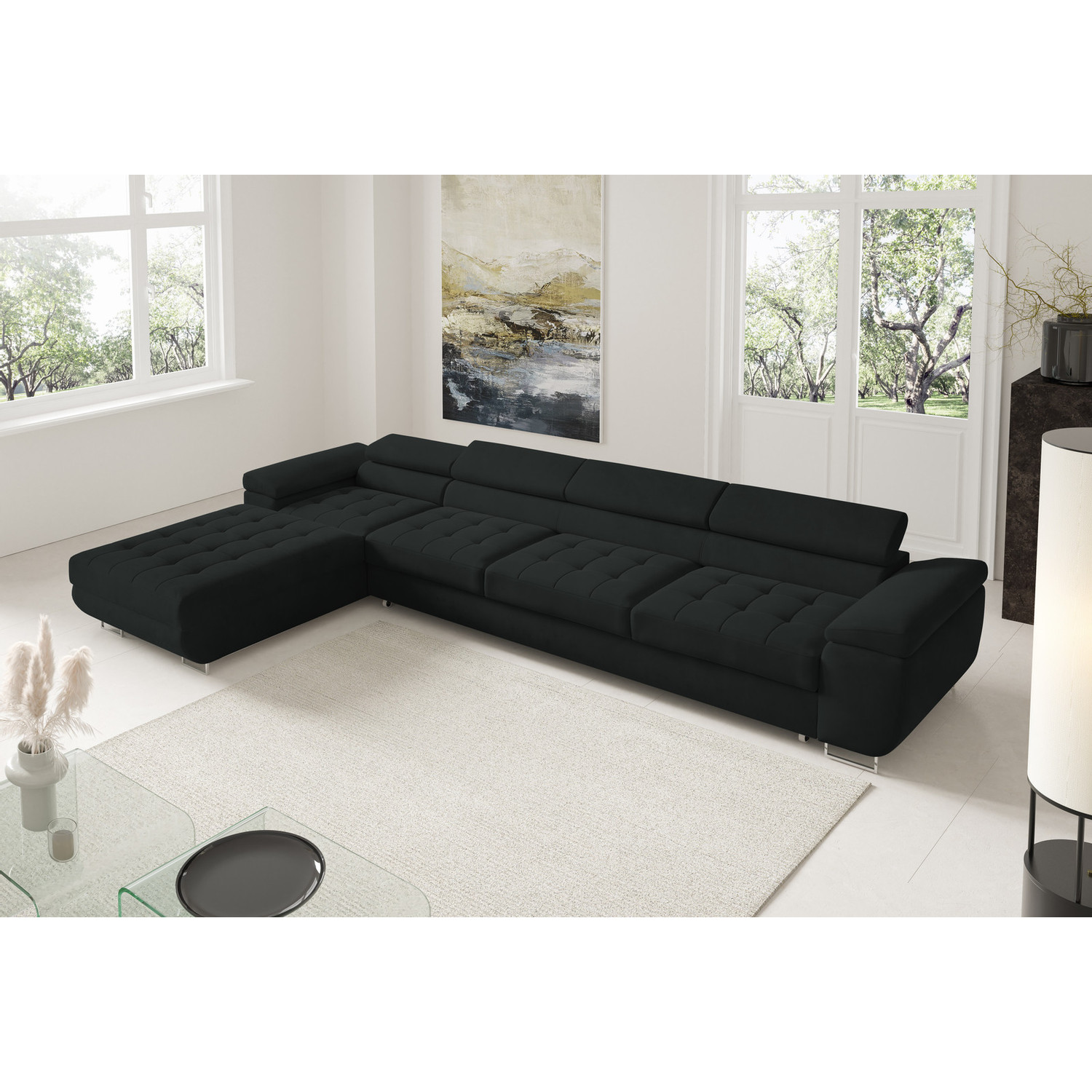 Rohová rozkládací sedací souprava BENJAMIN 272 XL Levá Černá SG nabytek