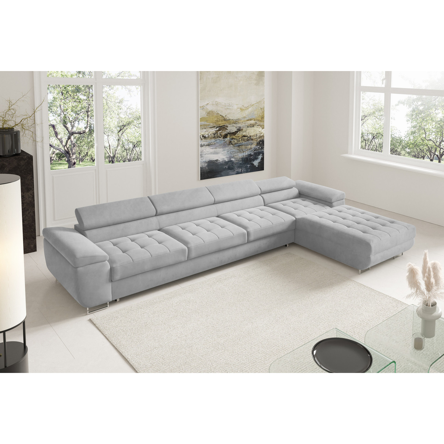 Rohová rozkládací sedací souprava BENJAMIN 272 XL Pravá Šedá III SG nabytek